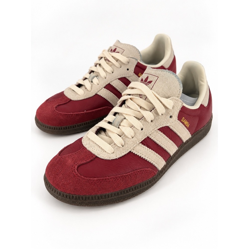 Adidas Samba Sneakers Womens 8.5 Burgundy Leather Suede Blokecore Retro Shoes